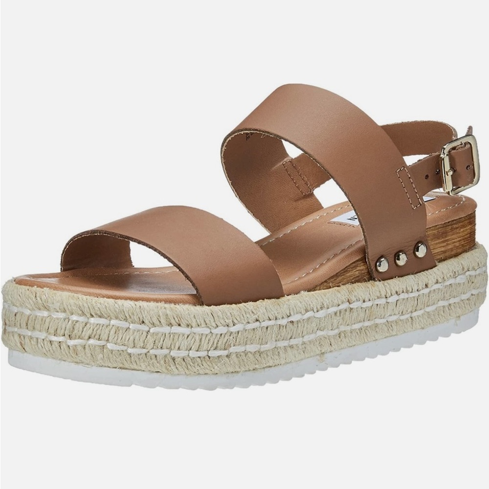 Steve Madden Catia Platform Sandals in Natural Leather